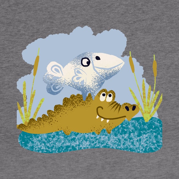 Friends crocodile and bird by maryglu